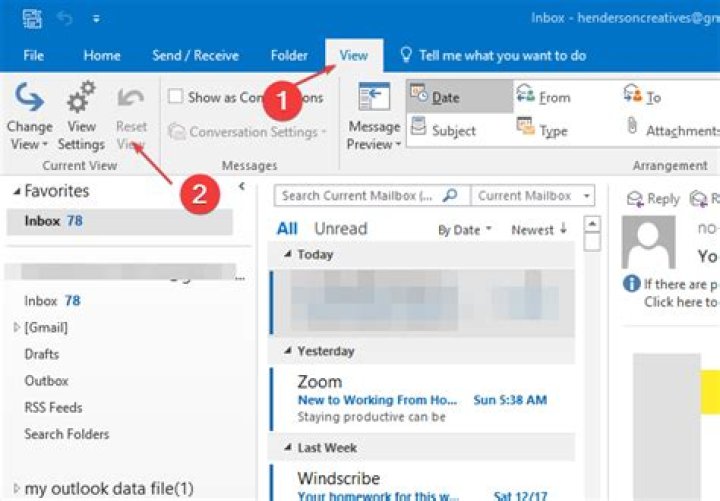 How do I get instant search back in Outlook?