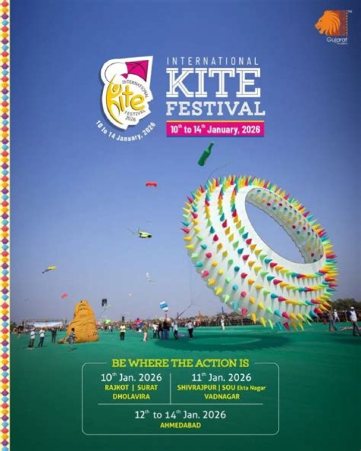 How is kite festival celebrated in Ahmedabad?