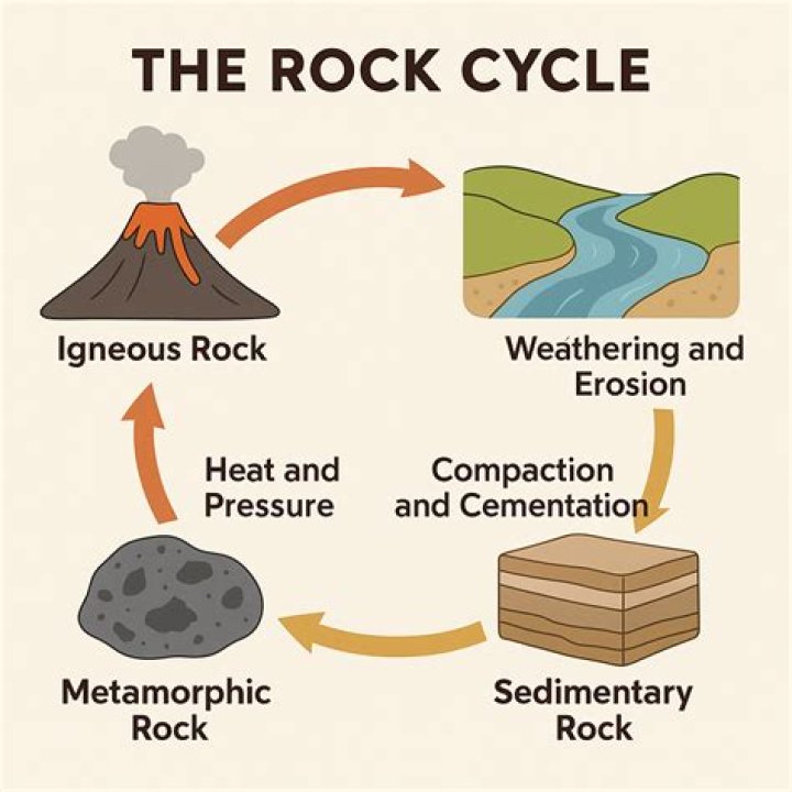What are the 5 processes of the rock cycle?