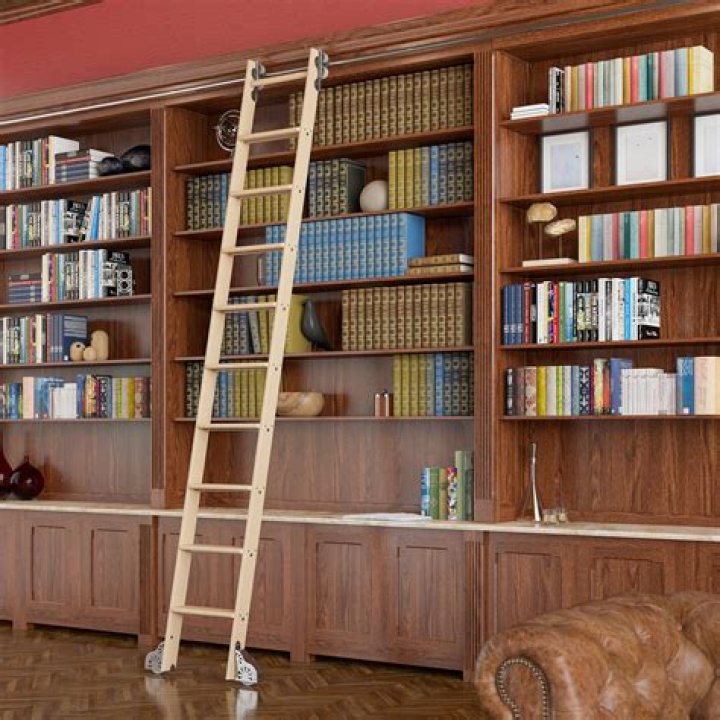 What are the rolling ladders in libraries called?