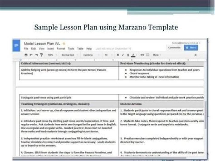 What is a Marzano lesson plan?