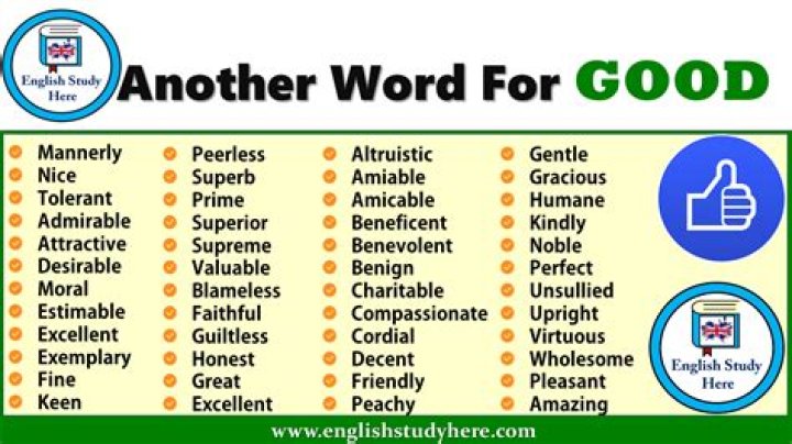 What is another word for being good?