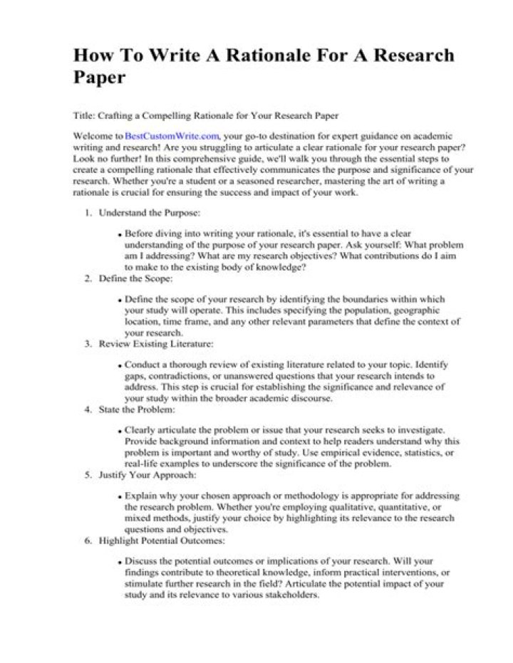 What is rationale in research example?