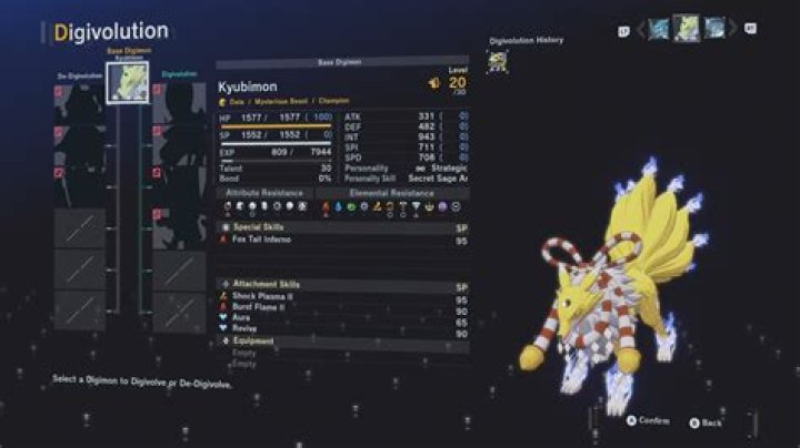 What is the default Digivolution for each Digimon?