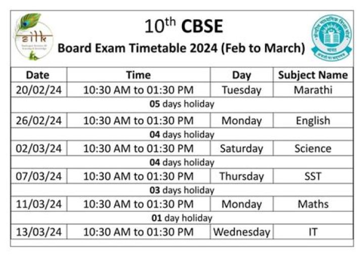 What is the time table of CBSE class 10 2021?