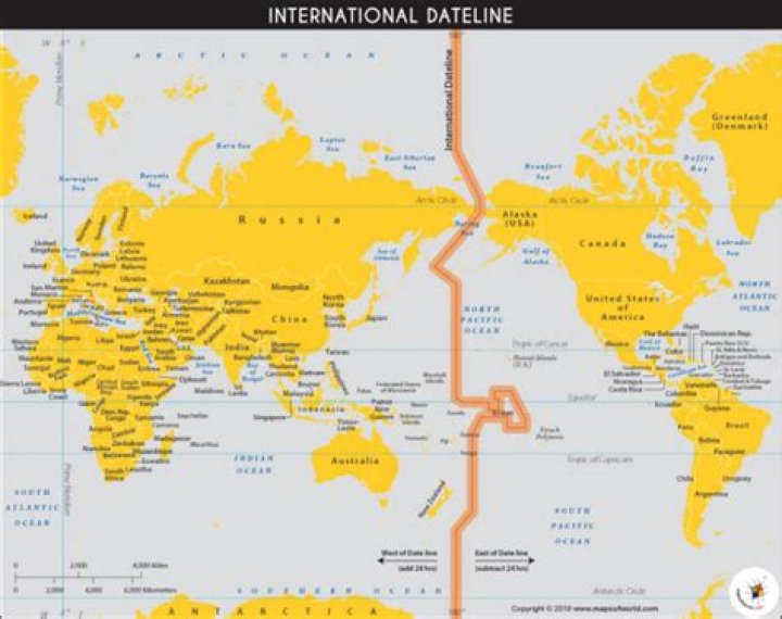 Which countries does the international date line pass through?